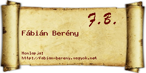Fábián Berény névjegykártya